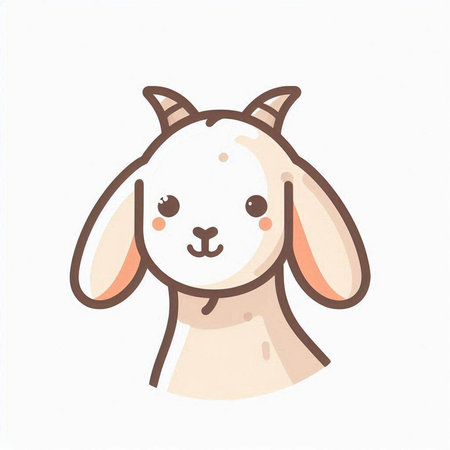 Cute cartoon goat. Vector illustration. Isolated on white background.のイラスト素材