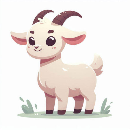 Cute cartoon goat. Vector illustration isolated on a white background.のイラスト素材
