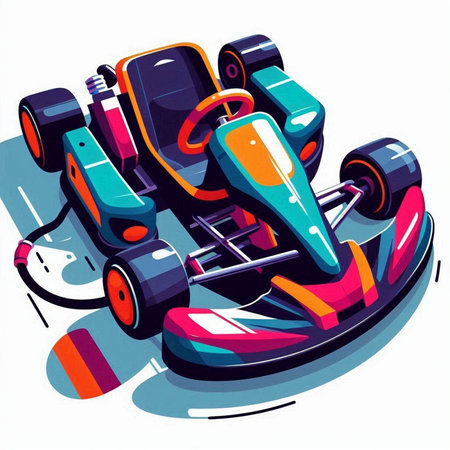 Cartoon karting car vector illustration isolated on white background.のイラスト素材