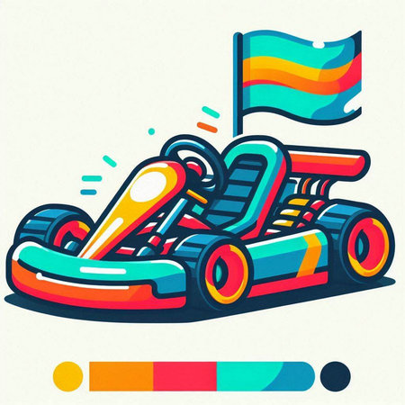 Kart racing icon. Vector illustration of karting car.のイラスト素材