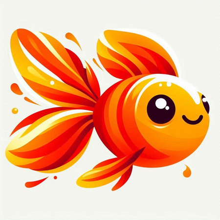 Vector illustration of a goldfish with water drops on a white backgroundのイラスト素材