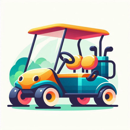 Golf cart, vector illustration in cartoon style. Sports equipment.のイラスト素材