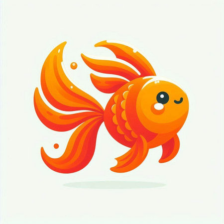 Illustration of a cute cartoon goldfish on a white background.のイラスト素材