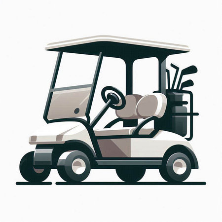 Golf cart vector illustration isolated on white background. Cartoon style.のイラスト素材