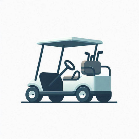Golf cart vector illustration on white background. Flat style design.のイラスト素材
