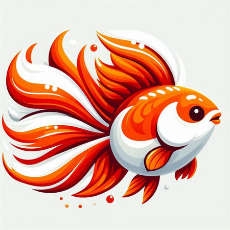 Vector illustration of a red goldfish on a white background in cartoon styleのイラスト素材