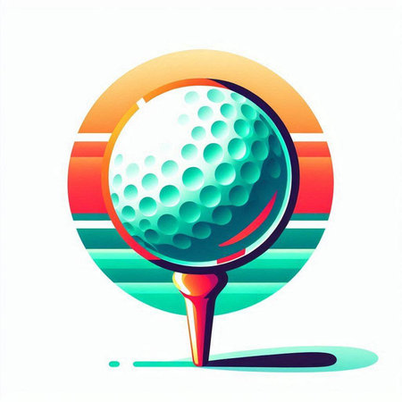 Golf ball on tee. Vector illustration of a golf club.のイラスト素材