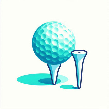 Golf ball and golf tee isolated on white background. Vector illustration.のイラスト素材
