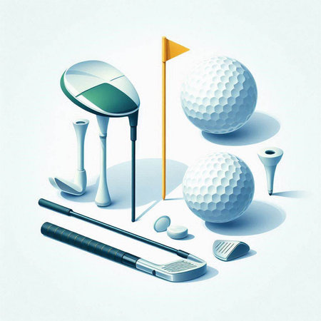 Golf equipment on a white background. Vector illustration. Eps 10.のイラスト素材