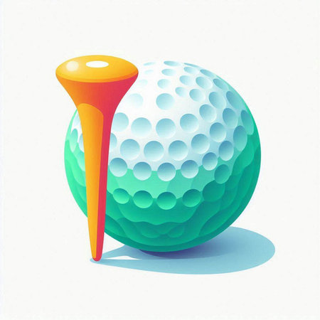 Golf ball and tee on a white background. Vector illustration.のイラスト素材