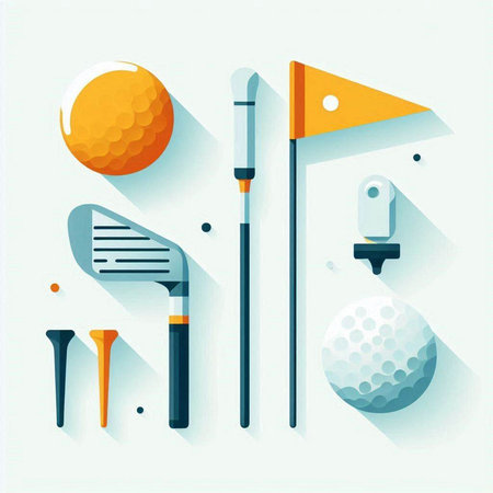 Golf club and ball on a white background. Vector illustration.のイラスト素材