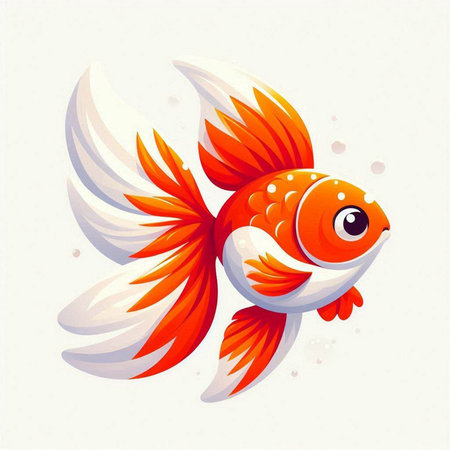 Goldfish on a white background. Vector illustration in cartoon style.のイラスト素材