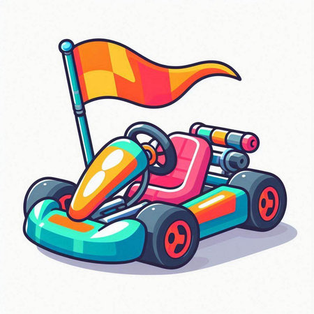 Cartoon karting car on white background. Vector illustration.のイラスト素材