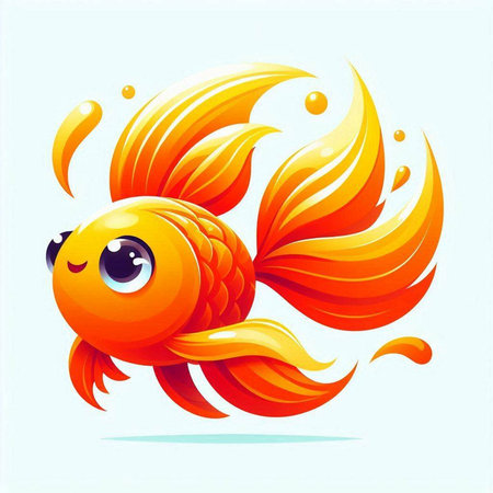 Cartoon goldfish. Vector illustration. Isolated on white background.のイラスト素材