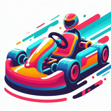 Funny karting. Colorful vector illustration for your designのイラスト素材