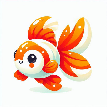 Cute cartoon goldfish. Vector illustration isolated on white background.のイラスト素材
