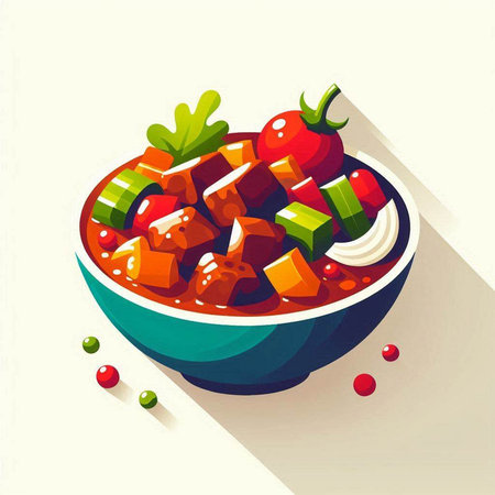 Vegetable salad in bowl. Vector illustration in flat style.のイラスト素材