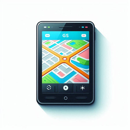 Smartphone with gps navigation map on the screen. Vector illustration.のイラスト素材