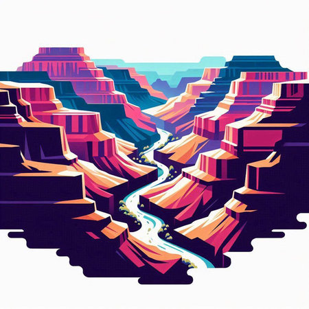 Colorful background with the image of the canyon. Vector illustration.のイラスト素材
