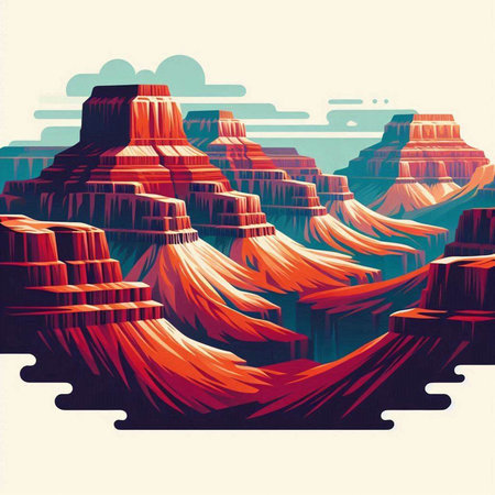 Illustration of the Grand Canyon National Park, Arizona, USA.のイラスト素材