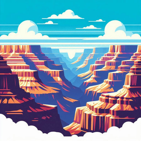 Beautiful landscape of Grand Canyon, Arizona, USA. Vector illustrationのイラスト素材