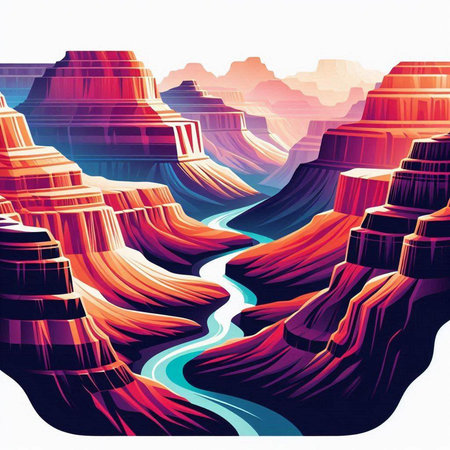 Illustration of the Grand Canyon National Park, Arizona, USA.のイラスト素材
