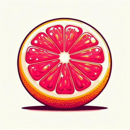 Half of red grapefruit on a white background. Vector illustration.のイラスト素材