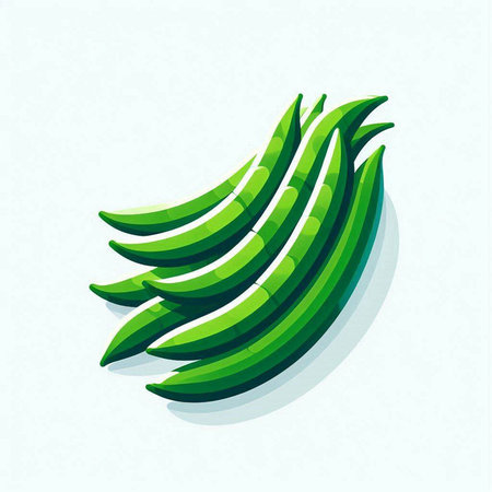 Green beans icon isolated on white background. Realistic vector illustration.のイラスト素材