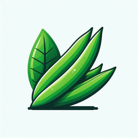 Illustration of a green leaf on a light background, vector illustrationのイラスト素材