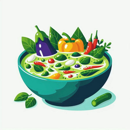 Vegetable soup in a bowl. Vector illustration in cartoon style.のイラスト素材