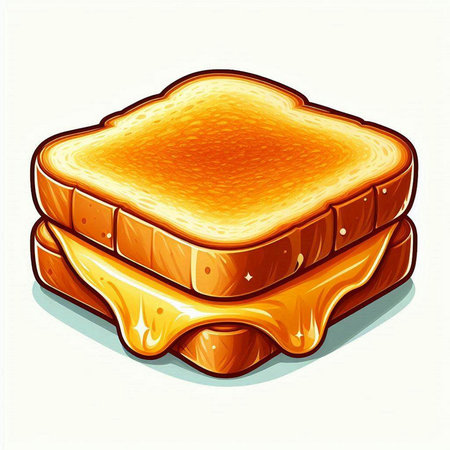 Illustration of a slice of bread with butter and honey on a white backgroundのイラスト素材