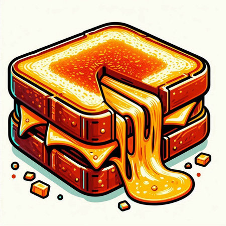 Sandwich with butter and honey. Vector illustration in retro style.のイラスト素材