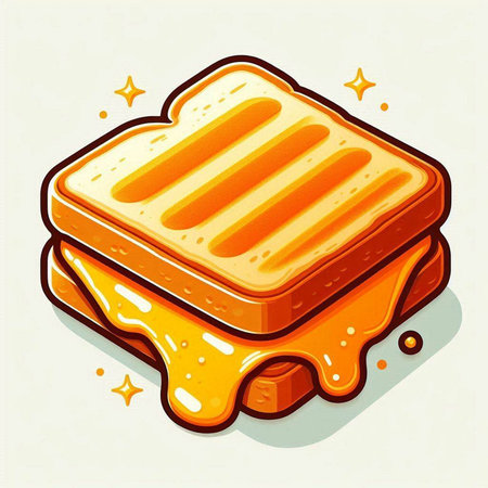 Illustration of a sandwich with butter and honey on a white backgroundのイラスト素材