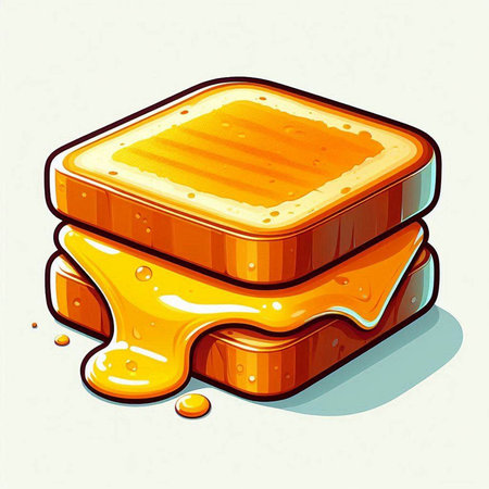 Illustration of a sandwich with honey isolated on a white background.のイラスト素材