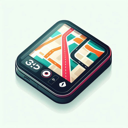 Smartphone with city map on the screen. Isometric vector illustration.のイラスト素材