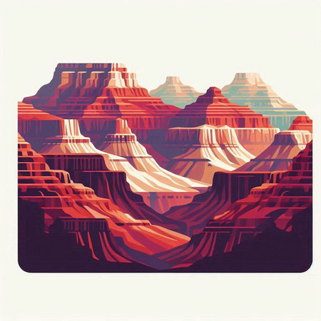 Illustration of the Grand Canyon, Arizona, United States of Americaのイラスト素材