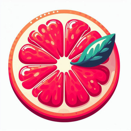 Sliced grapefruit on a white background. Vector illustration.のイラスト素材
