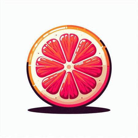 Vector illustration of a cut grapefruit isolated on a white background.のイラスト素材