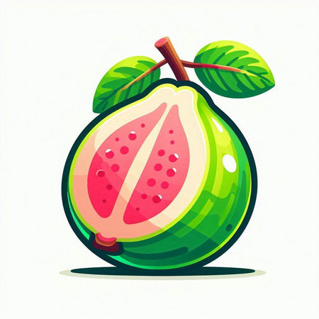 Fruit vector illustration. Fresh green fig with leaves isolated on white background.のイラスト素材