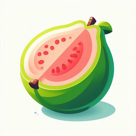 Illustration of guava on white background. Vector illustration of guava.のイラスト素材