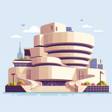 Modern building in the style of the 80s. Vector illustration.のイラスト素材
