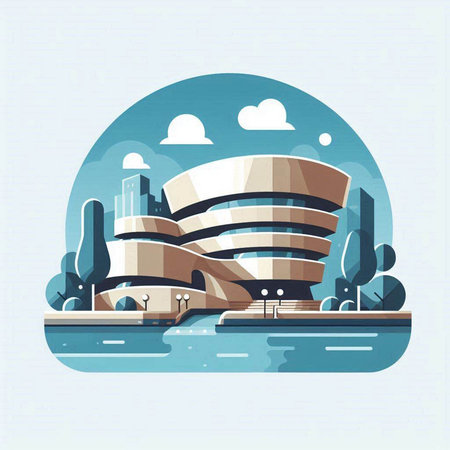 Modern building in the city. Vector illustration, flat design style.のイラスト素材