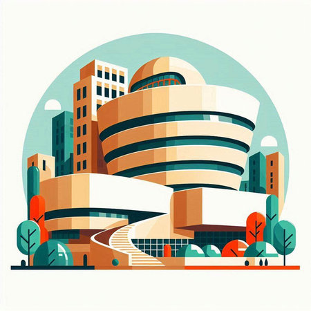 Modern building in the city. Vector illustration. Flat design style.のイラスト素材