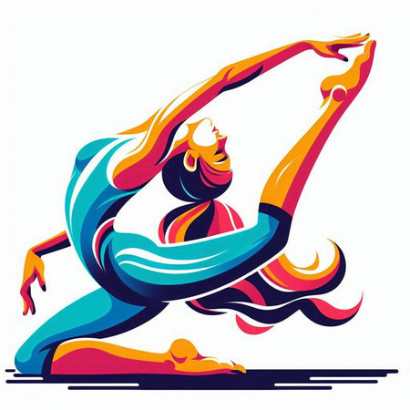 Vector illustration of woman doing yoga asana. Yoga, fitness, healthy lifestyle.のイラスト素材