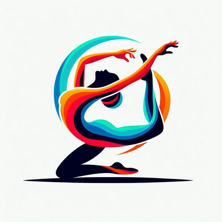 Colorful illustration of a dancing man with a ball on a white backgroundのイラスト素材