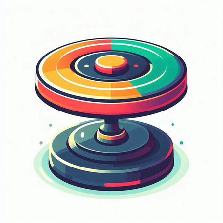 Colorful round button on white background. Vector illustration in cartoon style.のイラスト素材