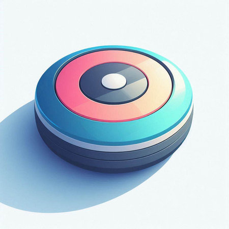abstract 3d illustration of a disc in blue and pink colorsのイラスト素材