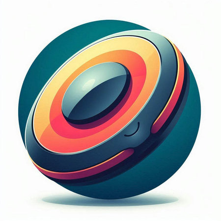 3d illustration of abstract sphere with colorful gradient and shadow over white backgroundのイラスト素材
