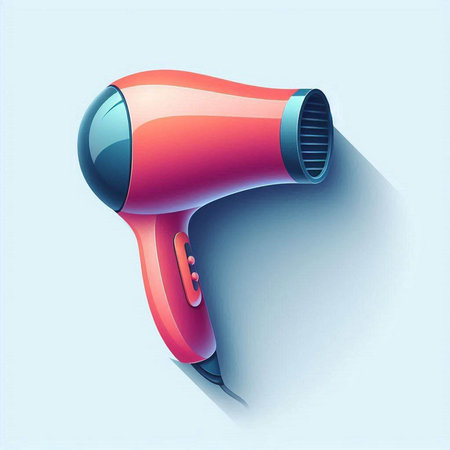 Hair dryer on blue background. Vector illustration. Eps 10のイラスト素材
