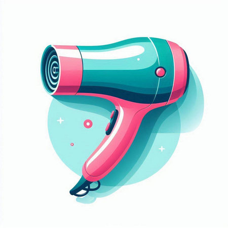 Hair dryer on white background. Vector illustration in cartoon style.のイラスト素材